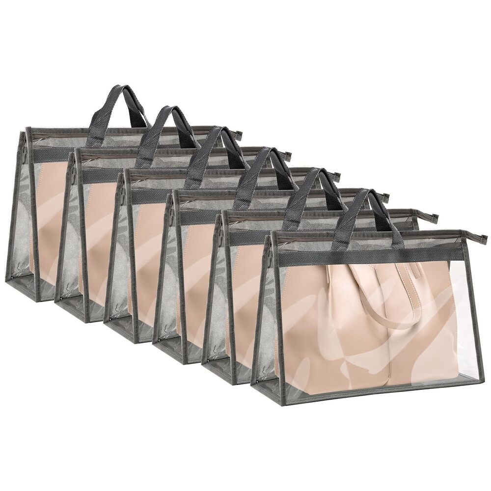 1404 6 Pack Dust Bags for Handbag,Clear Dust Cover Bags with Zipper